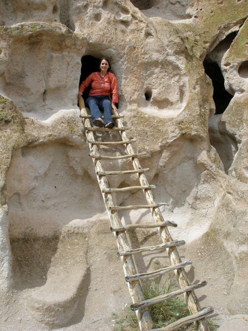 Cave Kiva and ladder in the Bandelier National Monument Ciff dwellings